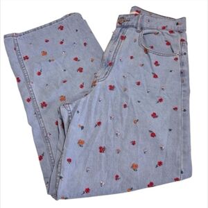 Urban Outfitters BDG High Rise Loose Baggy Embroidered Floral/Carrots Size 29